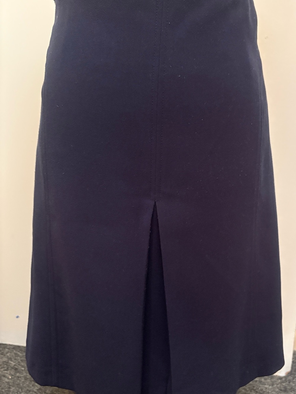 Jones New York Navy A-Line Midi Skirt with Front Kick Pleat
